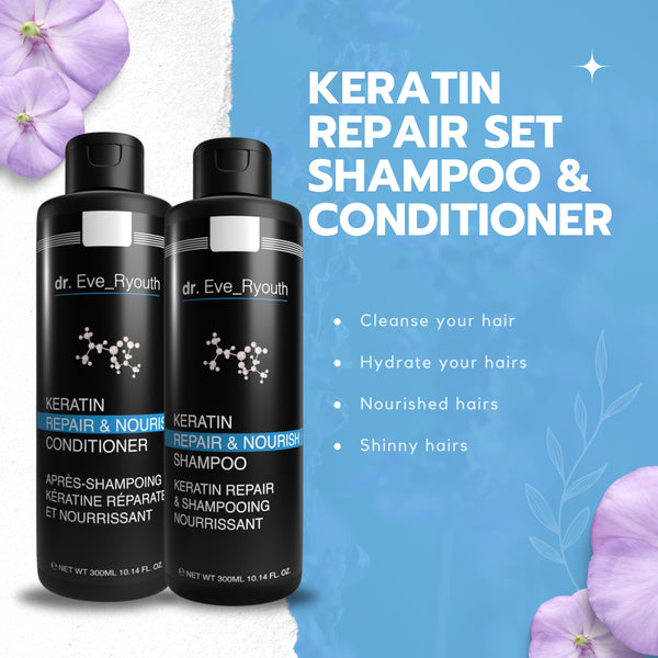 Keratin Repair & Nourish Shampoo 300ml + Keratin Repair & Nourish Conditioner 300ml